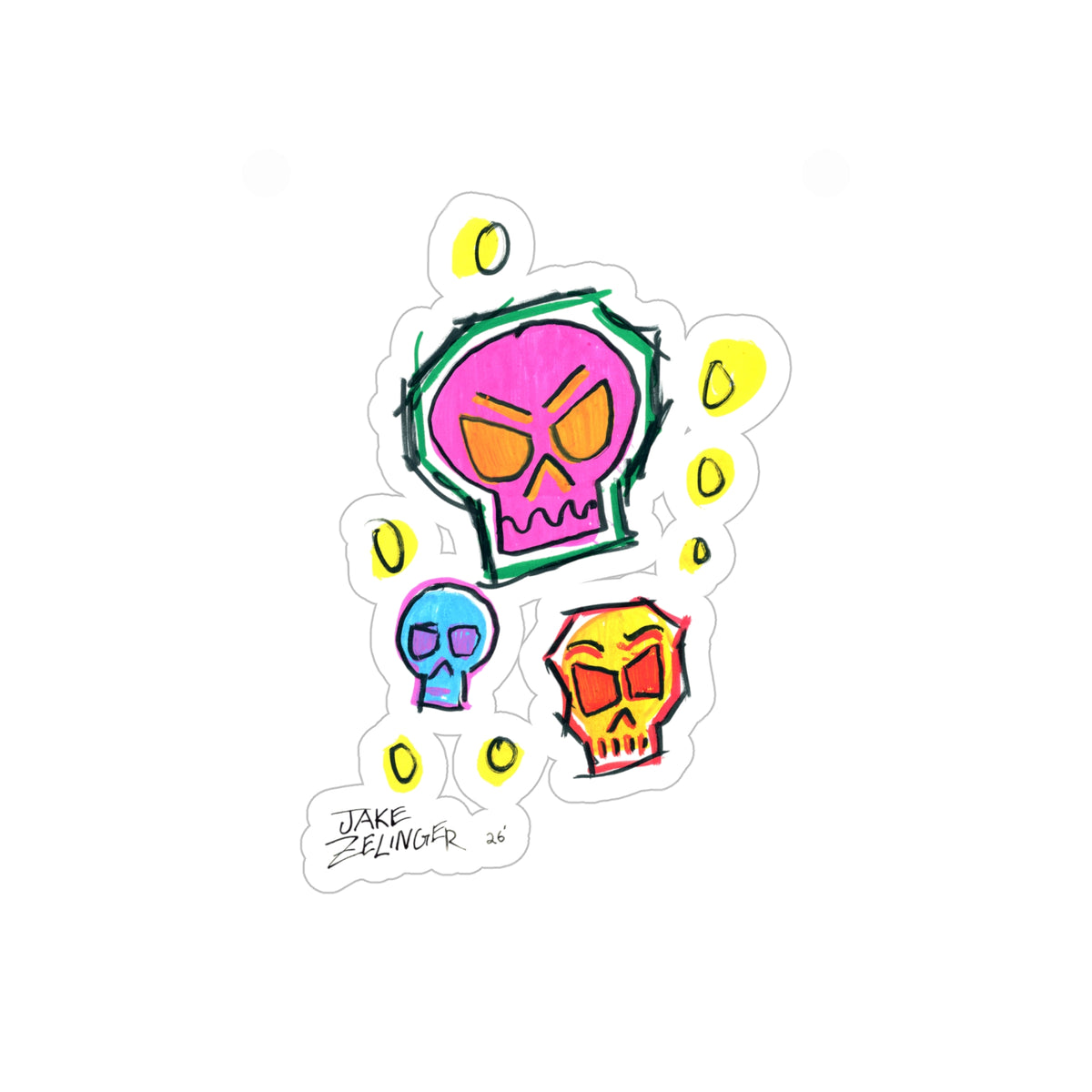 Skull #6, Book of Skulls, Die-Cut Sticker — Transparent Car / Outdoor Vinyl