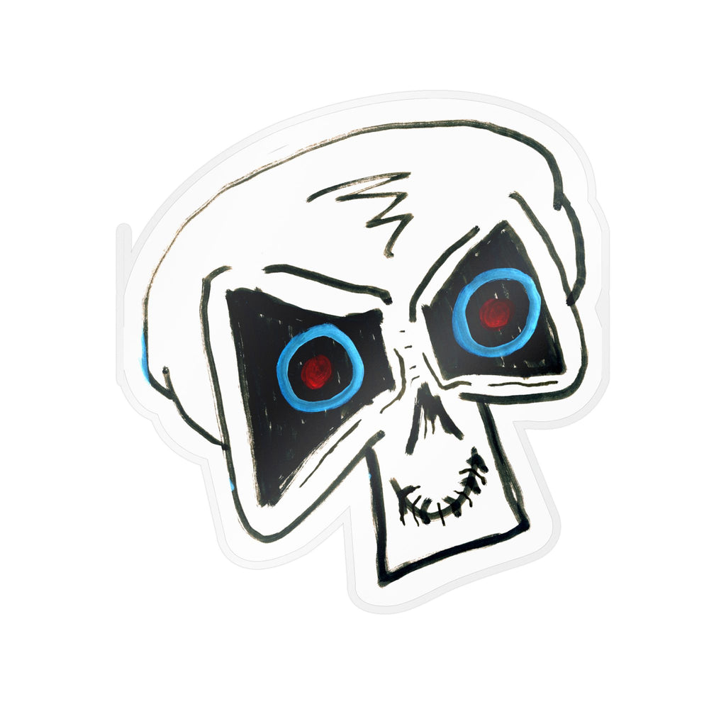 "LOCKED IN" Skull Vinyl Sticker – Kiss-Cut Decal with Blue & Red Eyes