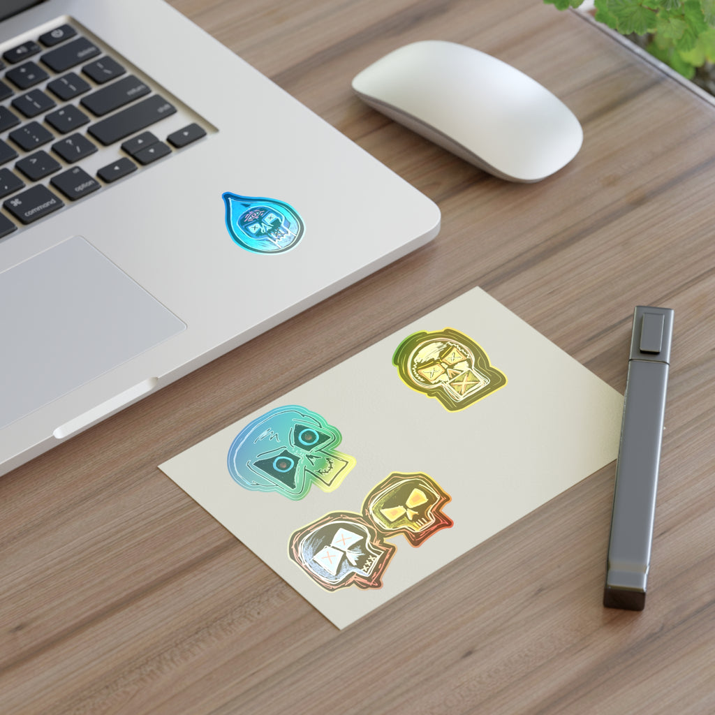 Second Set - Skull Pop Sticker Sheet — Neon Grunge Skull Face Stickers for Junk Journal