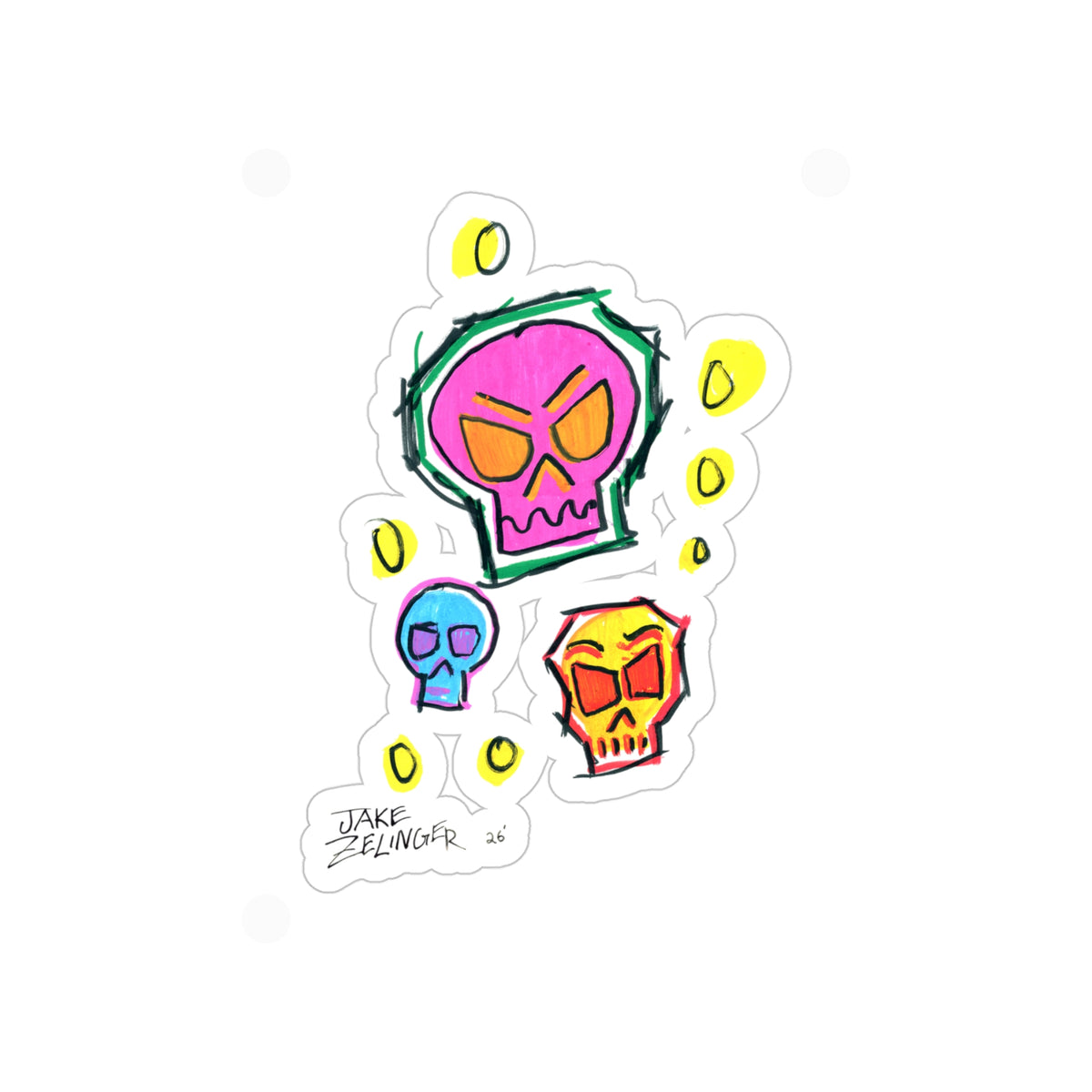 Skull #6, Book of Skulls, Die-Cut Sticker — Transparent Car / Outdoor Vinyl