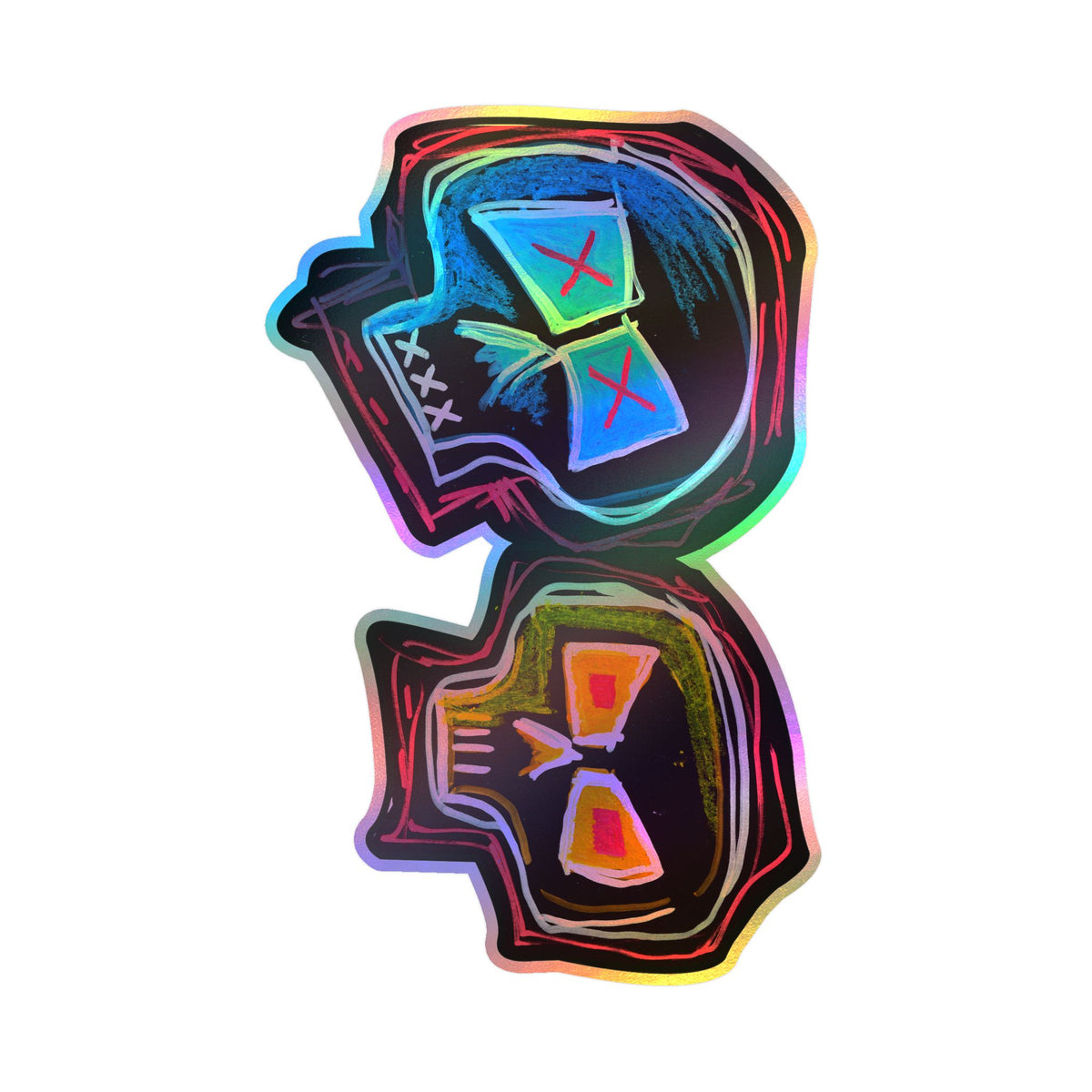 "DUALITY" Kiss-Cut Vinyl Decal — Neon Mask Duo Sticker (Waterproof Laptop & Car Sticker)
