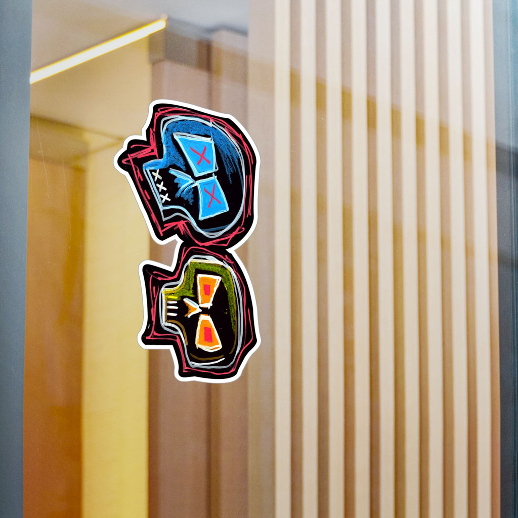 "DUALITY" Kiss-Cut Vinyl Decal — Neon Mask Duo Sticker (Waterproof Laptop & Car Sticker)