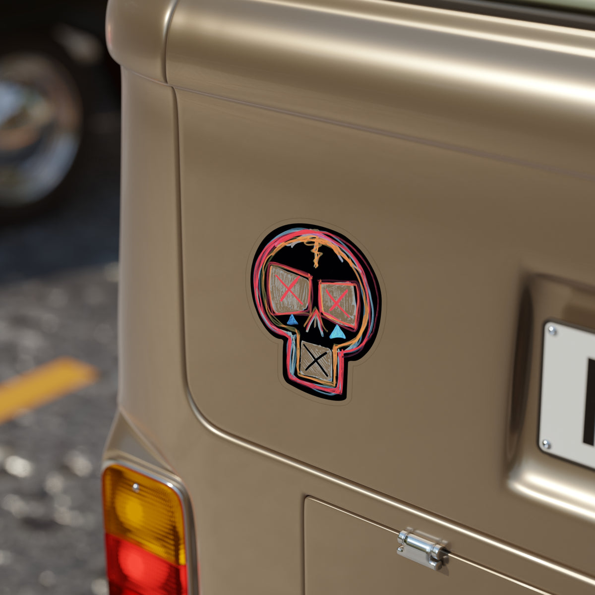 Skull Doodle Car Decal Die-Cut Outdoor Sticker — Transparent Weatherproof Decal