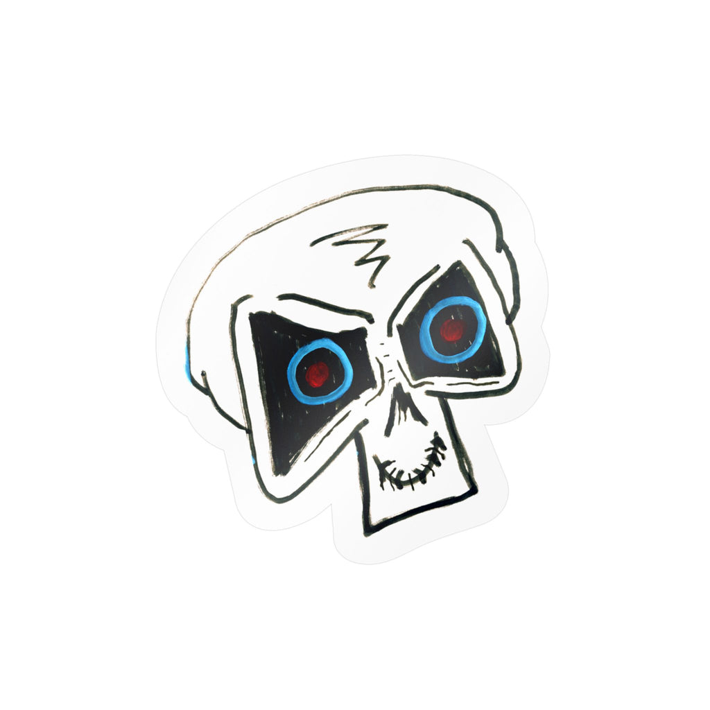 "LOCKED IN" Skull Vinyl Sticker – Kiss-Cut Decal with Blue & Red Eyes
