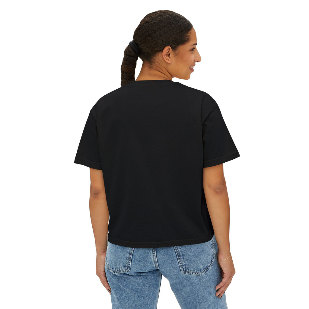 "STILL HERE" Women's Boxy Tee — Neon Sketch Skull Graphic Tee