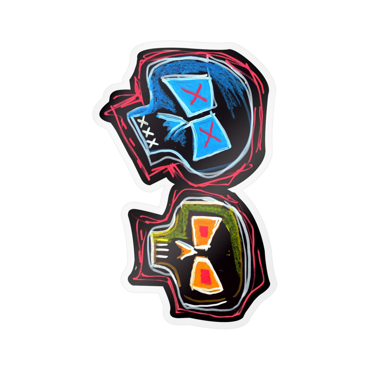 "DUALITY" Kiss-Cut Vinyl Decal — Neon Mask Duo Sticker (Waterproof Laptop & Car Sticker)