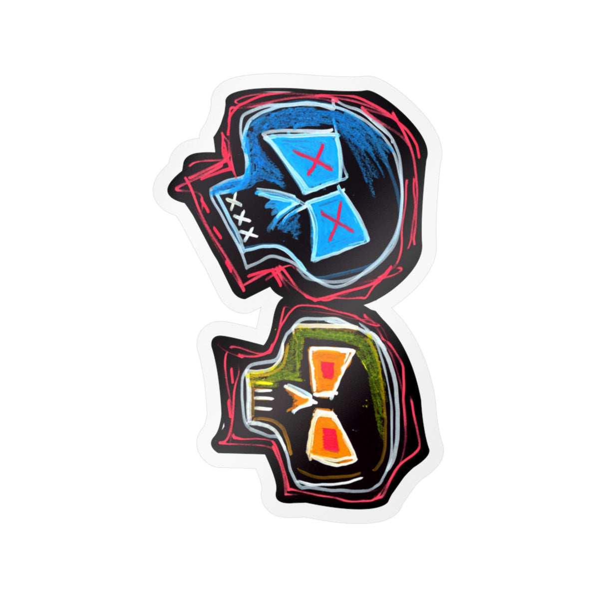 "DUALITY" Kiss-Cut Vinyl Decal — Neon Mask Duo Sticker (Waterproof Laptop & Car Sticker)