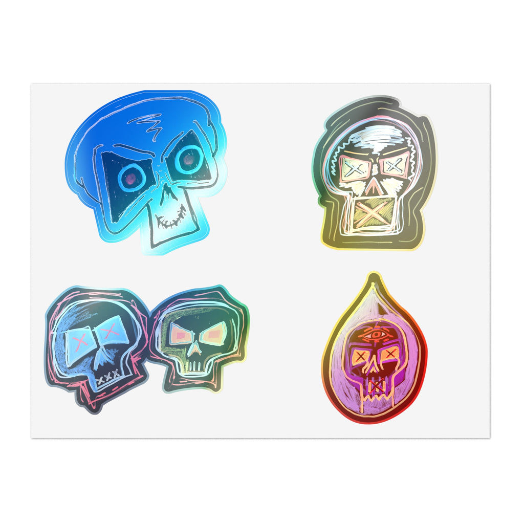 Second Set - Skull Pop Sticker Sheet — Neon Grunge Skull Face Stickers for Junk Journal