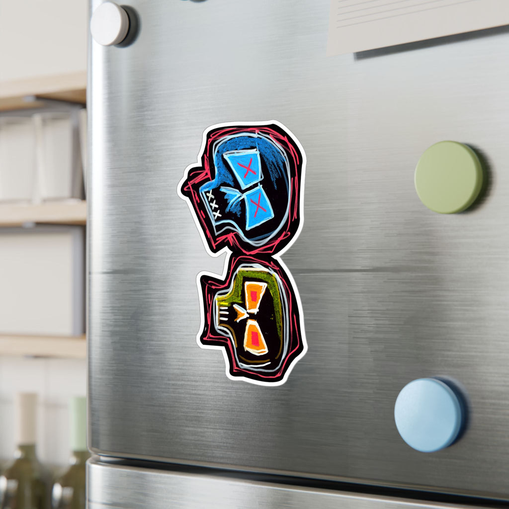 "DUALITY" Kiss-Cut Vinyl Decal — Neon Mask Duo Sticker (Waterproof Laptop & Car Sticker)