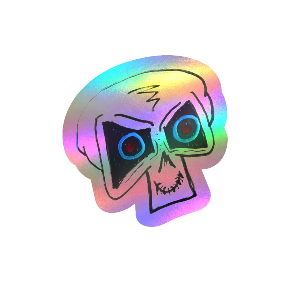 "LOCKED IN" Skull Vinyl Sticker – Kiss-Cut Decal with Blue & Red Eyes
