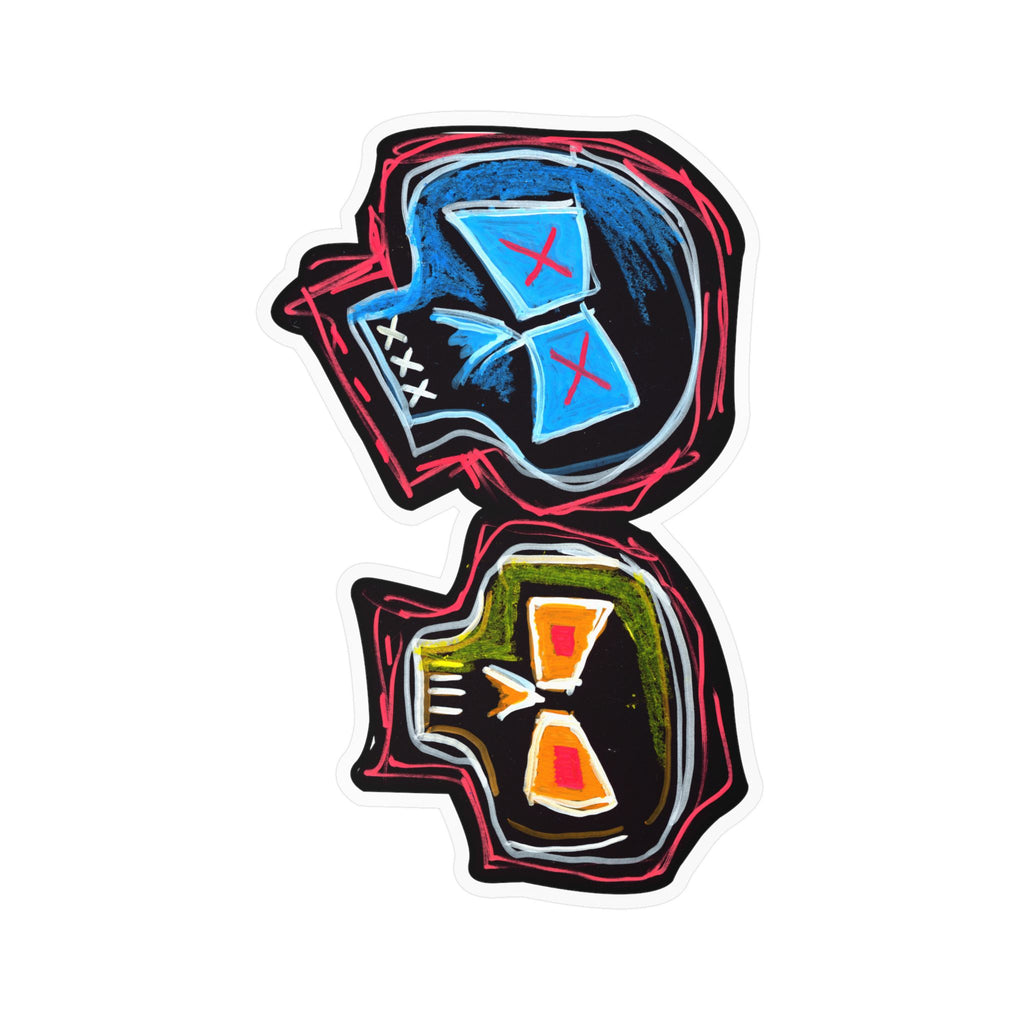 "DUALITY" Kiss-Cut Vinyl Decal — Neon Mask Duo Sticker (Waterproof Laptop & Car Sticker)
