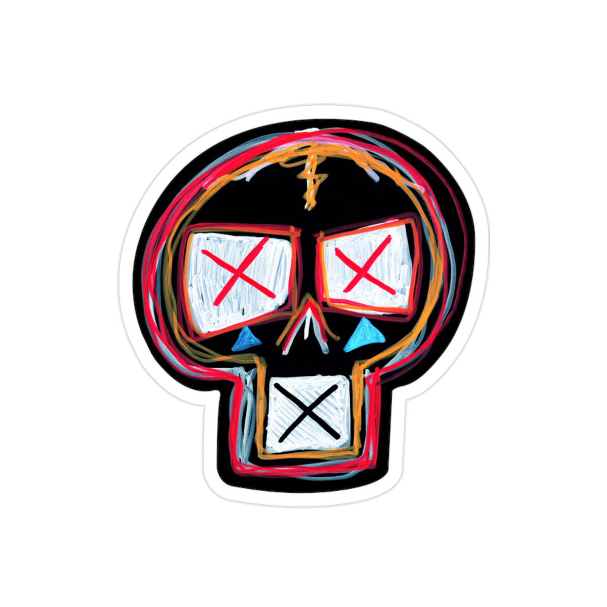 Skull Doodle Car Decal Die-Cut Outdoor Sticker — Transparent Weatherproof Decal