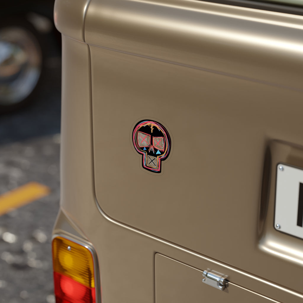 Skull Doodle Car Decal Die-Cut Outdoor Sticker — Transparent Weatherproof Decal
