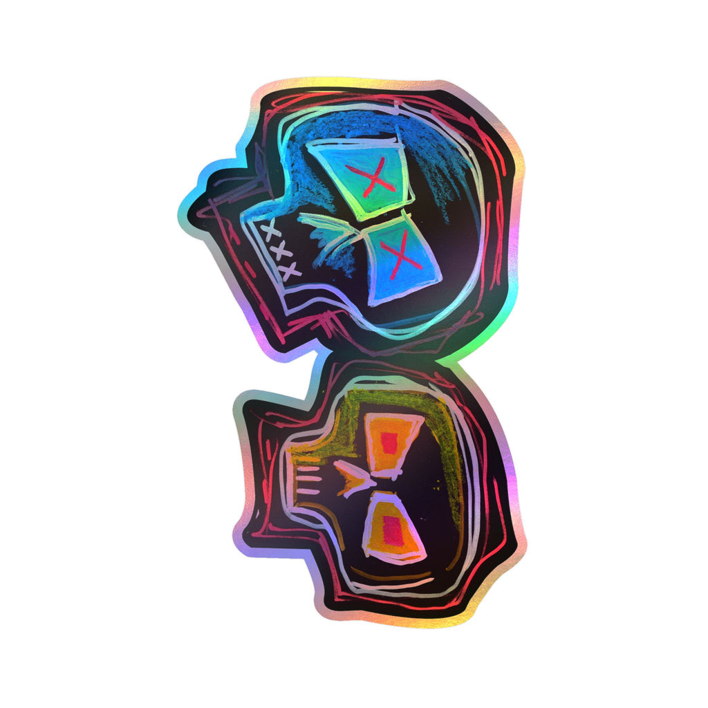"DUALITY" Kiss-Cut Vinyl Decal — Neon Mask Duo Sticker (Waterproof Laptop & Car Sticker)