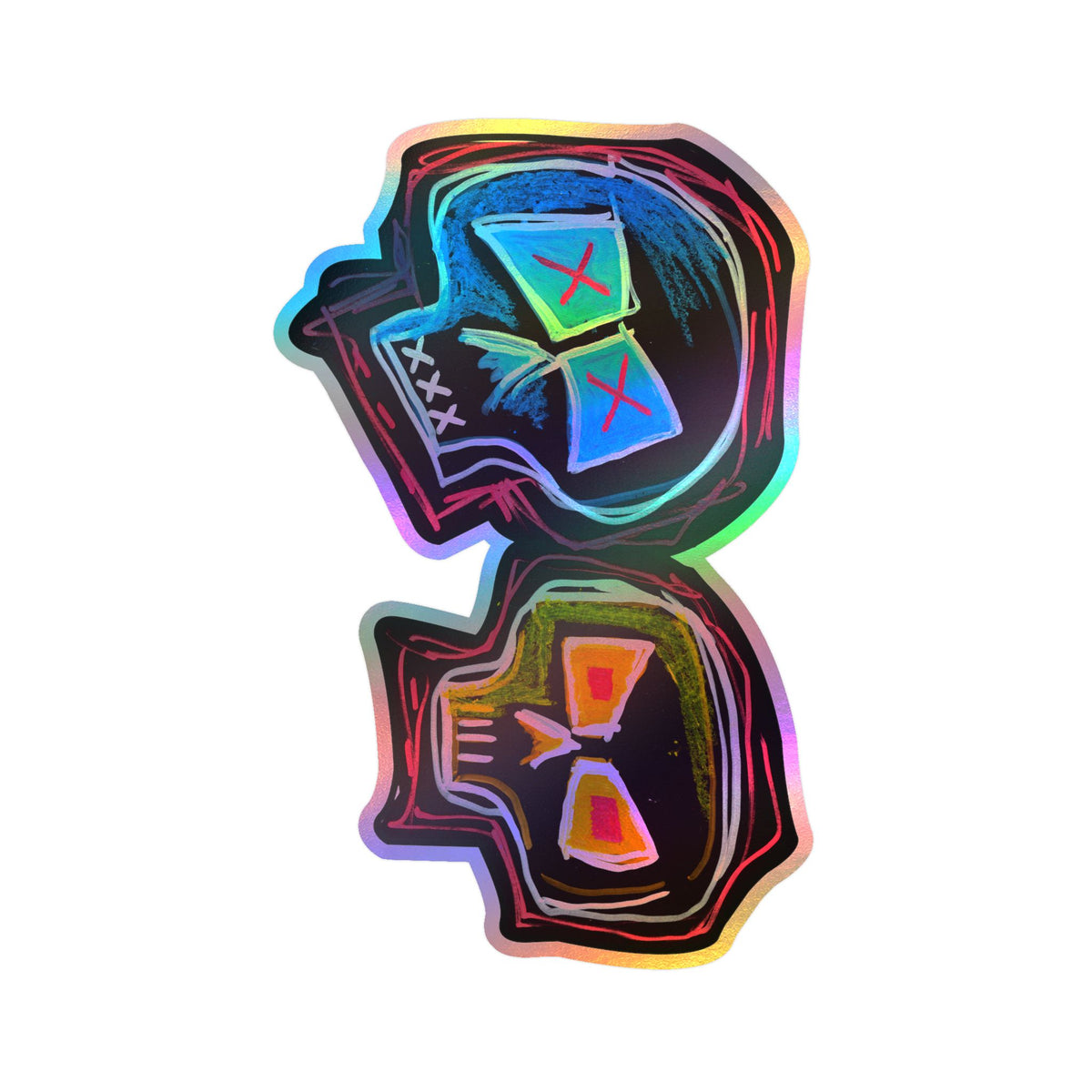"DUALITY" Kiss-Cut Vinyl Decal — Neon Mask Duo Sticker (Waterproof Laptop & Car Sticker)