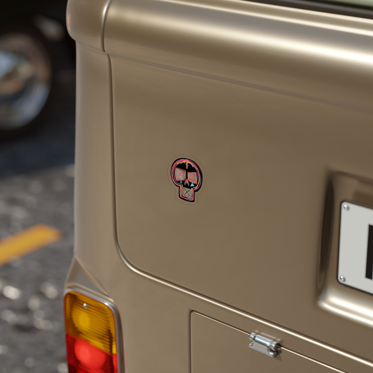 Skull Doodle Car Decal Die-Cut Outdoor Sticker — Transparent Weatherproof Decal