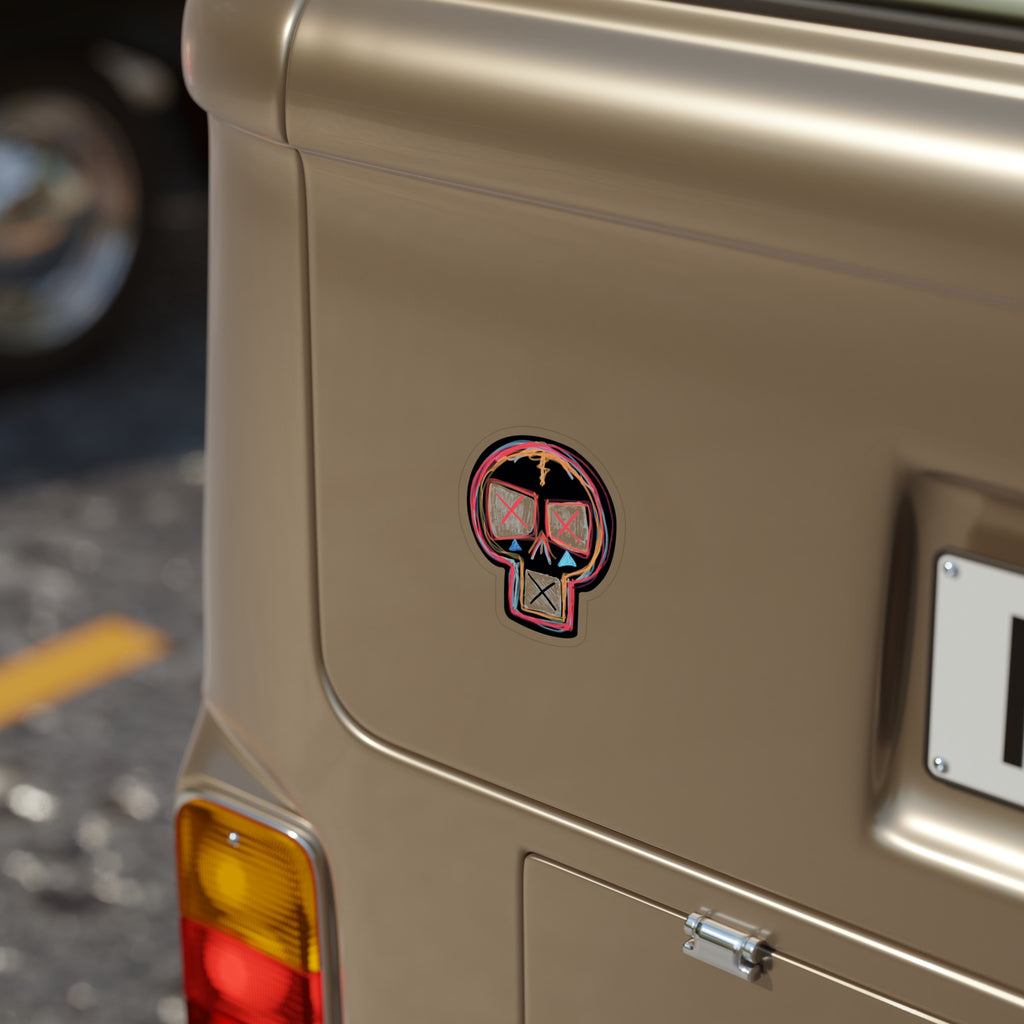 Skull Doodle Car Decal Die-Cut Outdoor Sticker — Transparent Weatherproof Decal