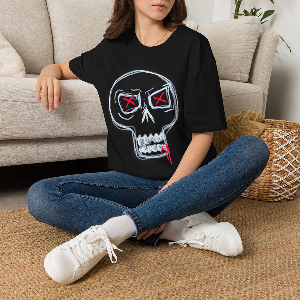 "STILL HERE" Front Skull Graphic T-Shirt — Neon X Eyes Streetwear Tee