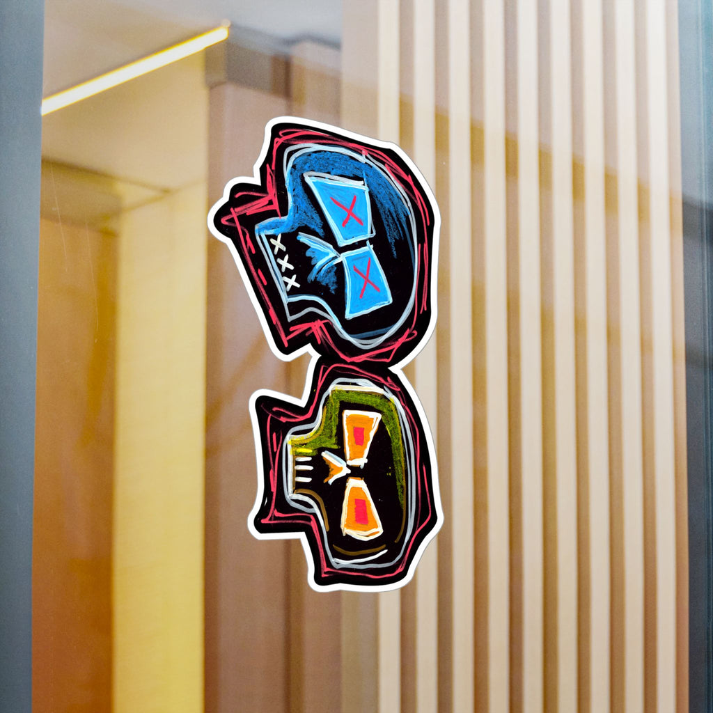 "DUALITY" Kiss-Cut Vinyl Decal — Neon Mask Duo Sticker (Waterproof Laptop & Car Sticker)