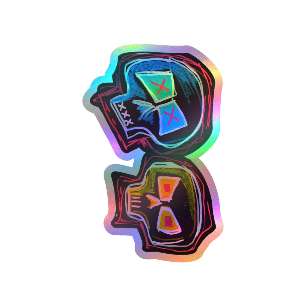 "DUALITY" Kiss-Cut Vinyl Decal — Neon Mask Duo Sticker (Waterproof Laptop & Car Sticker)