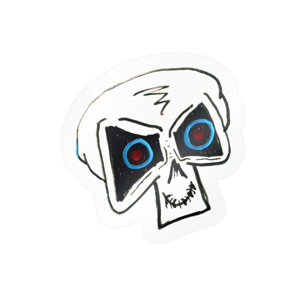 "LOCKED IN" Skull Vinyl Sticker – Kiss-Cut Decal with Blue & Red Eyes