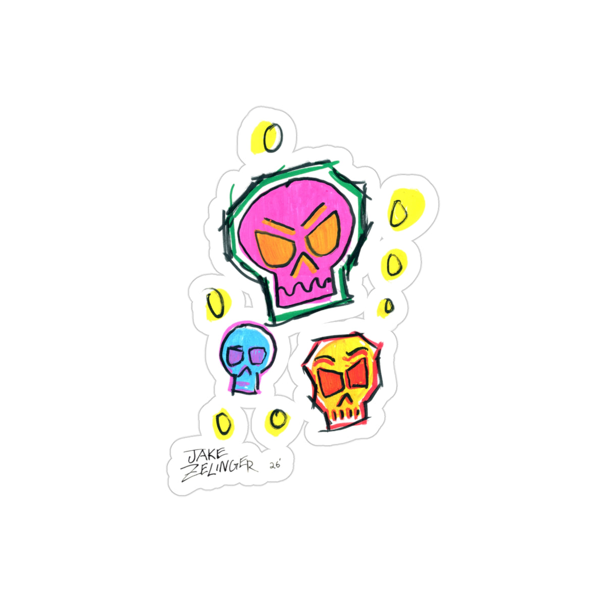 Skull #6, Book of Skulls, Die-Cut Sticker — Transparent Car / Outdoor Vinyl