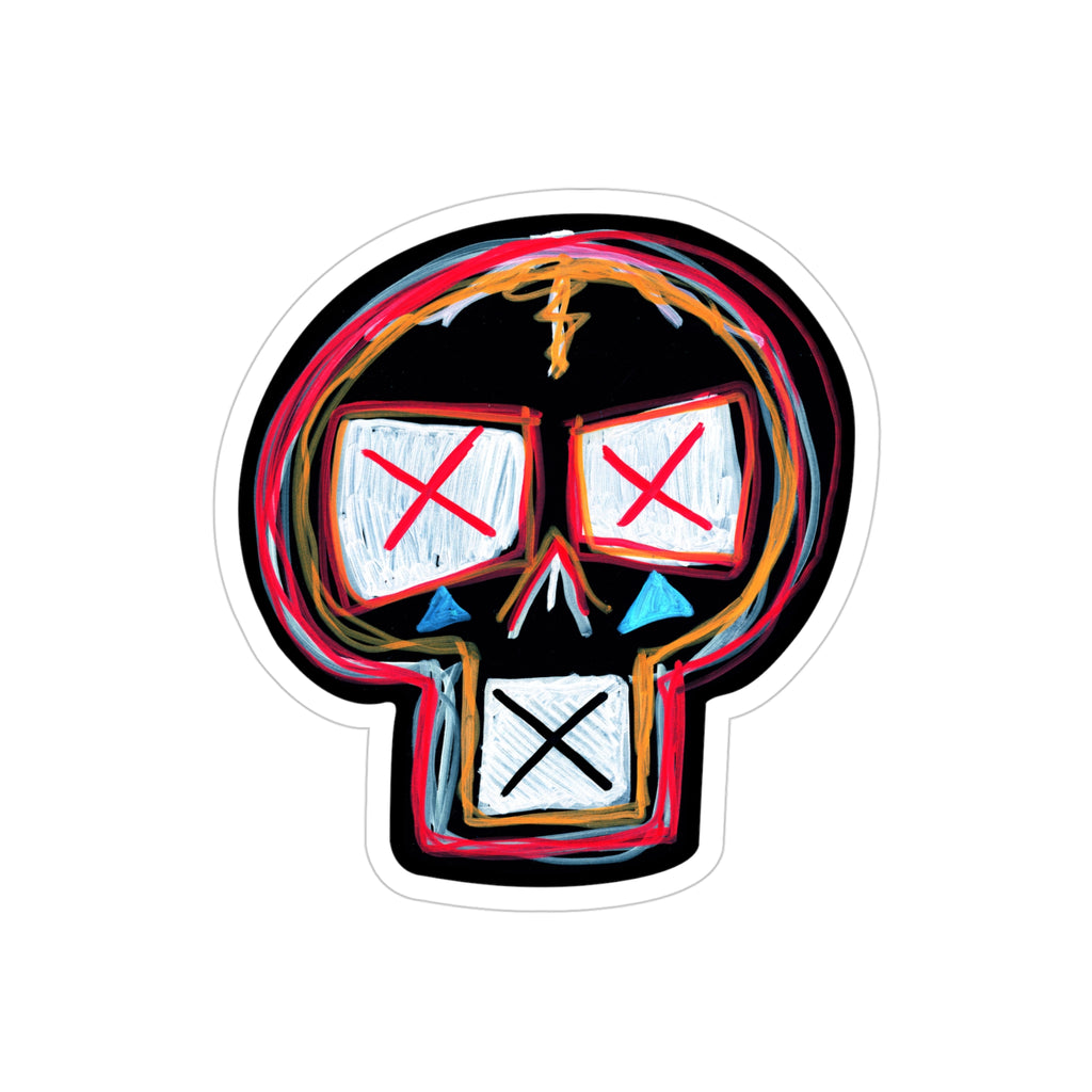 Skull Doodle Car Decal Die-Cut Outdoor Sticker — Transparent Weatherproof Decal