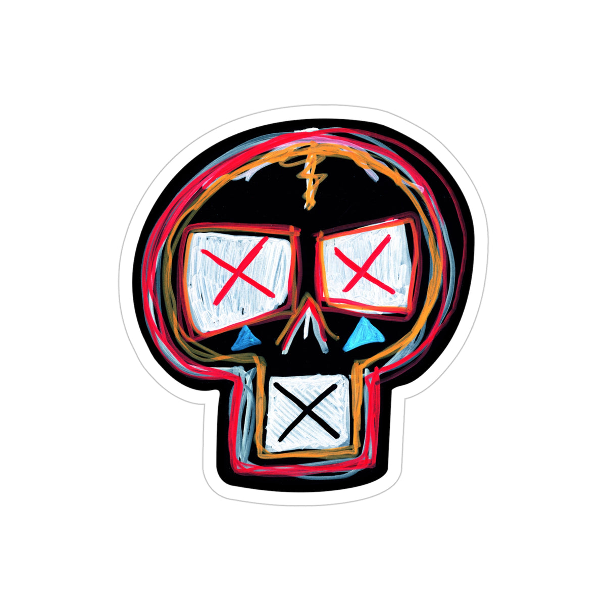 Skull Doodle Car Decal Die-Cut Outdoor Sticker — Transparent Weatherproof Decal