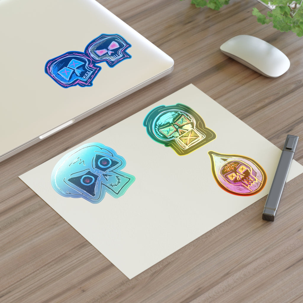 Second Set - Skull Pop Sticker Sheet — Neon Grunge Skull Face Stickers for Junk Journal