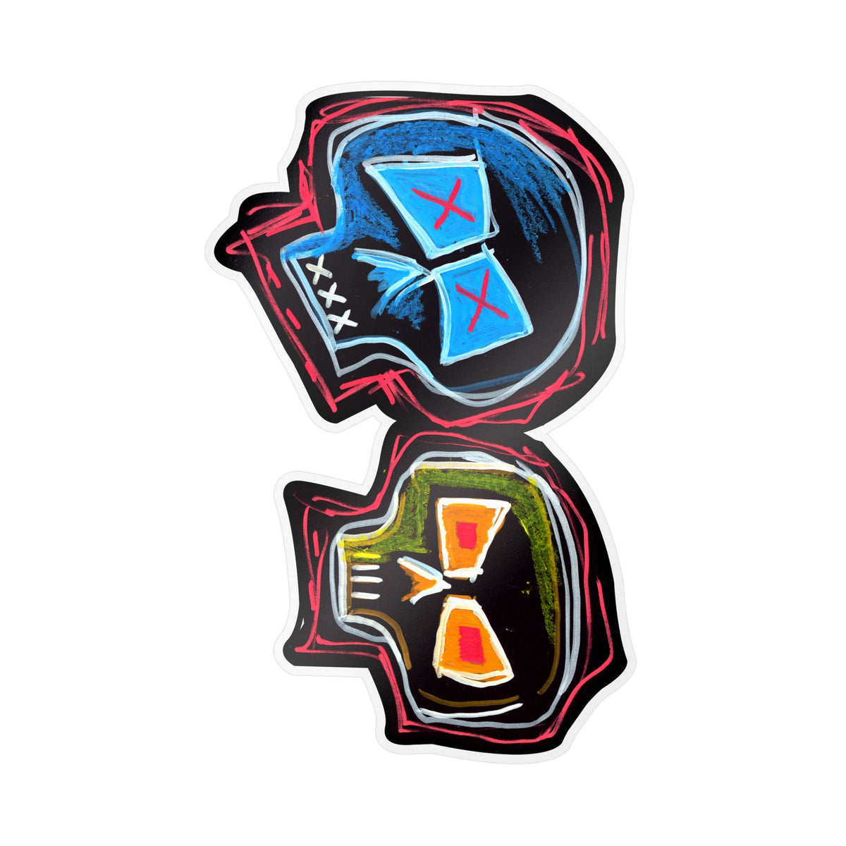 "DUALITY" Kiss-Cut Vinyl Decal — Neon Mask Duo Sticker (Waterproof Laptop & Car Sticker)