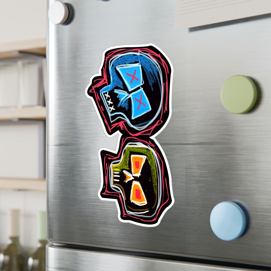 "DUALITY" Kiss-Cut Vinyl Decal — Neon Mask Duo Sticker (Waterproof Laptop & Car Sticker)