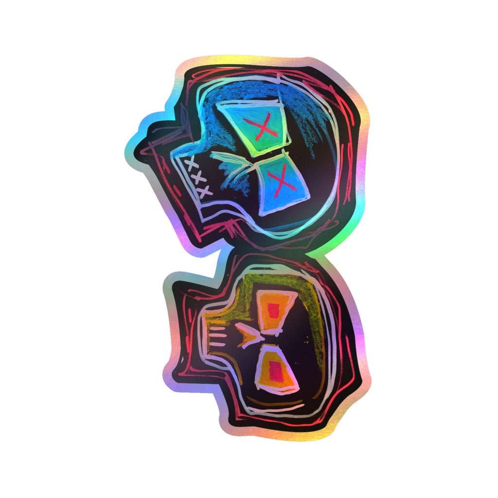 "DUALITY" Kiss-Cut Vinyl Decal — Neon Mask Duo Sticker (Waterproof Laptop & Car Sticker)