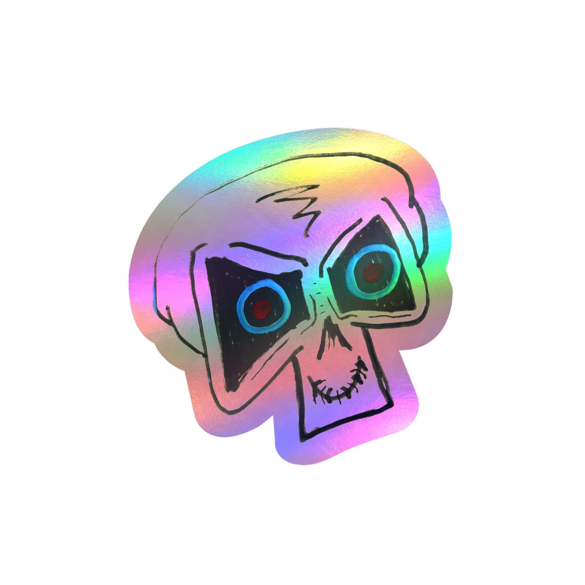 "LOCKED IN" Skull Vinyl Sticker – Kiss-Cut Decal with Blue & Red Eyes