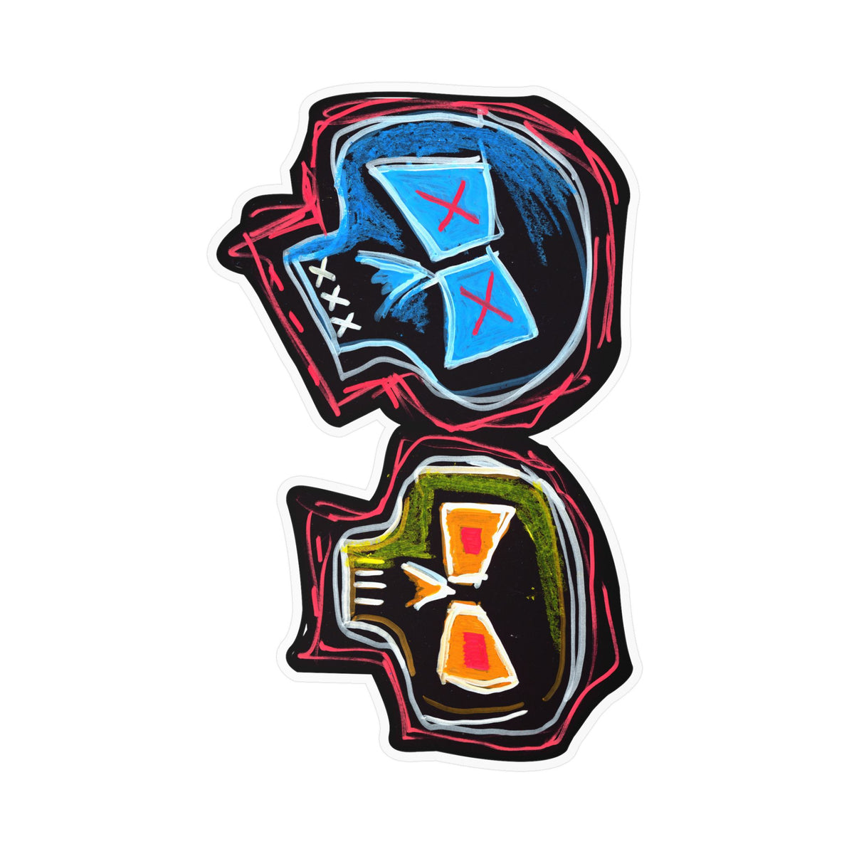 "DUALITY" Kiss-Cut Vinyl Decal — Neon Mask Duo Sticker (Waterproof Laptop & Car Sticker)