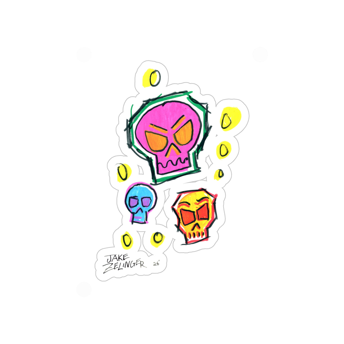 Skull #6, Book of Skulls, Die-Cut Sticker — Transparent Car / Outdoor Vinyl