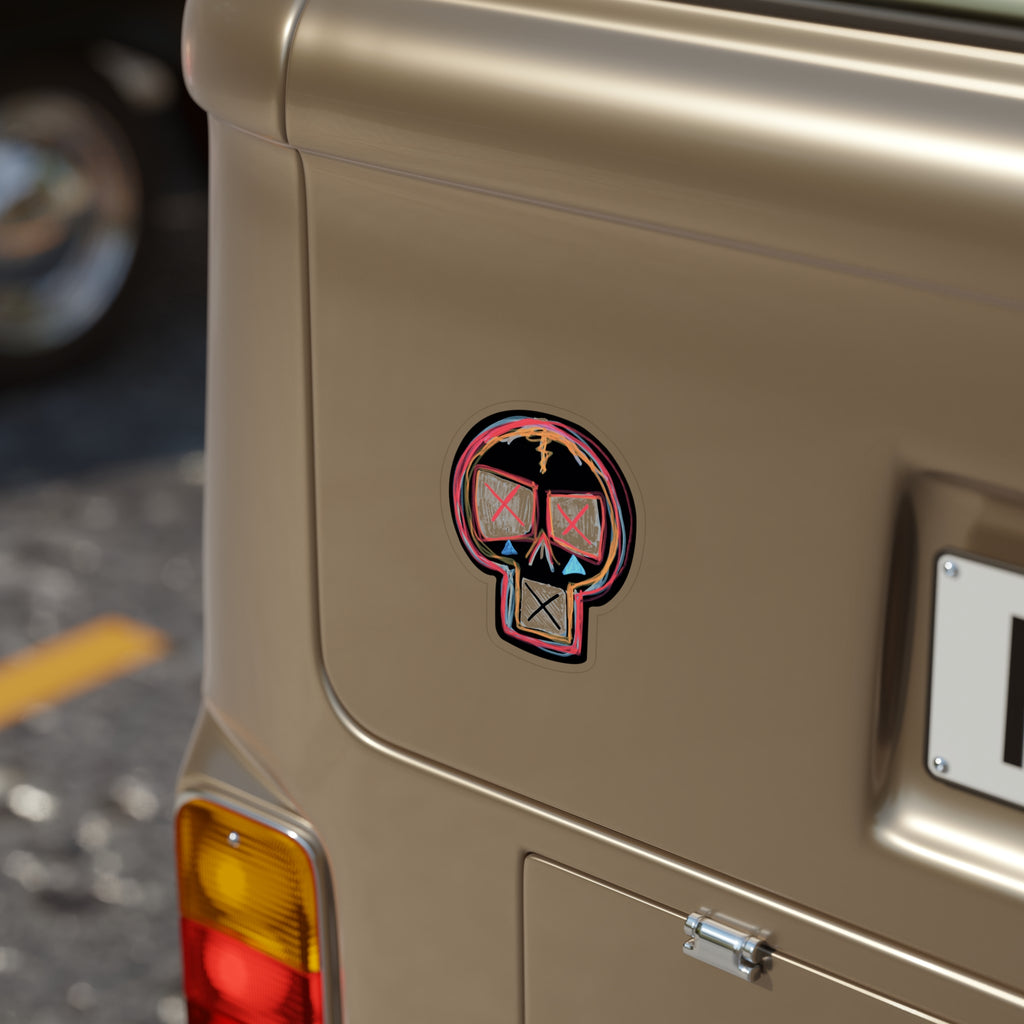 Skull Doodle Car Decal Die-Cut Outdoor Sticker — Transparent Weatherproof Decal