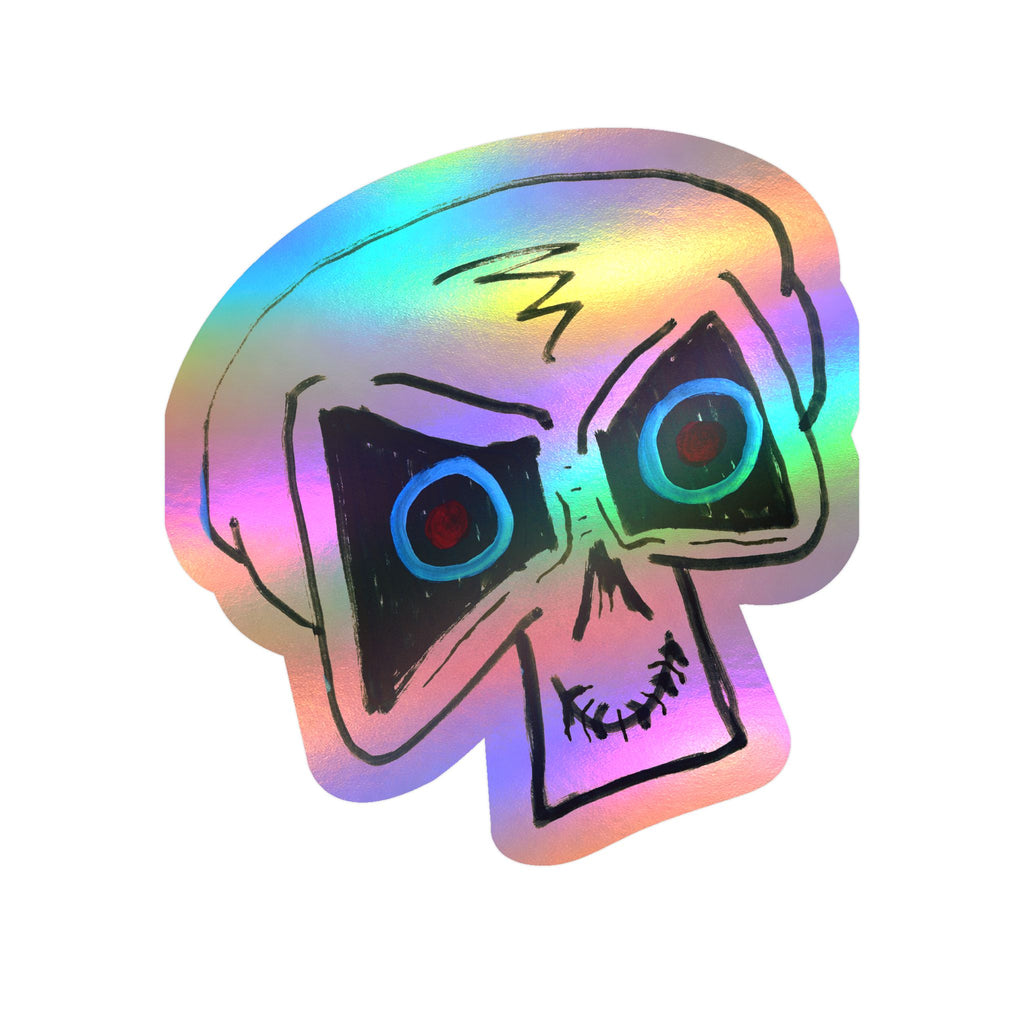 "LOCKED IN" Skull Vinyl Sticker – Kiss-Cut Decal with Blue & Red Eyes