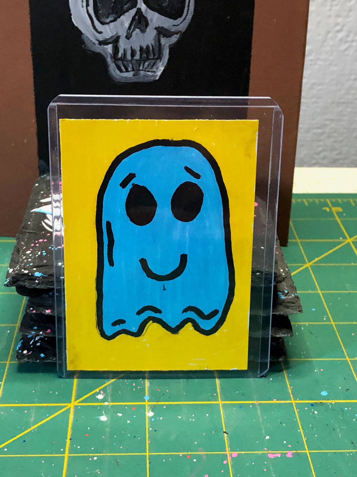 Blue Ghost on Yellow - 1 of 1 Art Cards - Collectibles